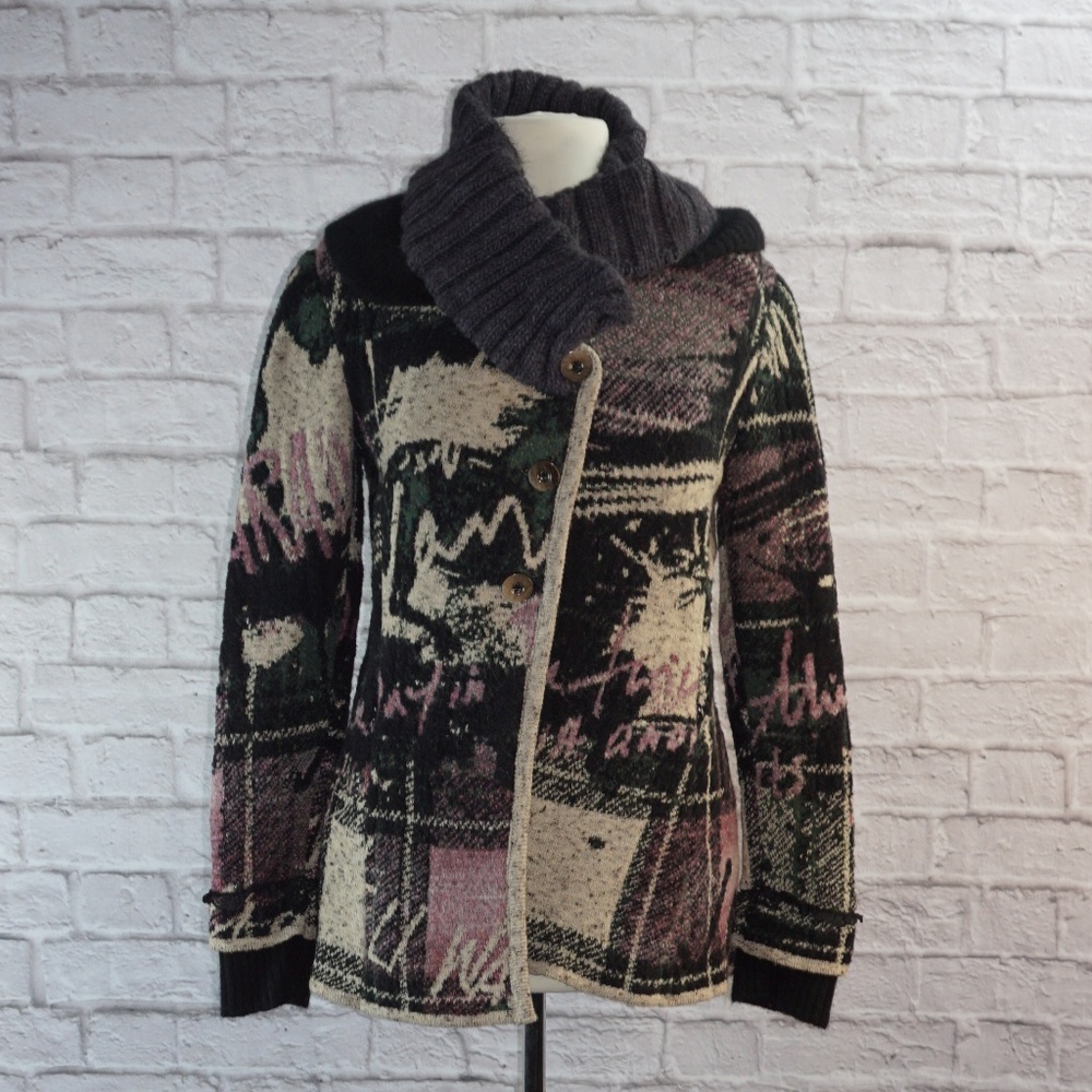Tricot Chic Horse Mohair Wool Knit Sweater Coat 10